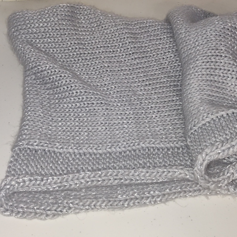 BCBGeneration Grey Mist Metallic Chunky Knit Infinity Loop Scarf - Picture 3 of 7
